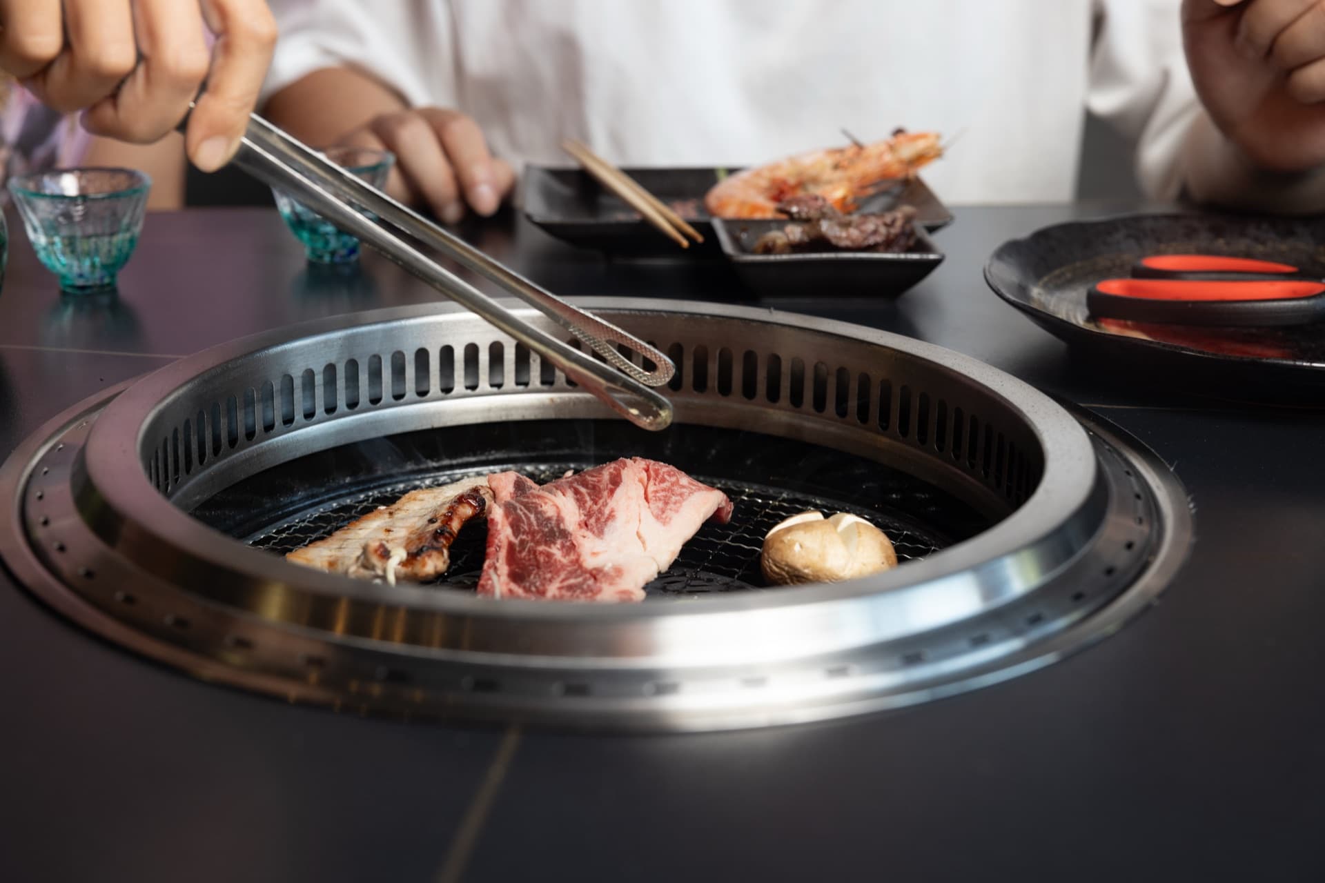 Wagyu beef grilling closeup